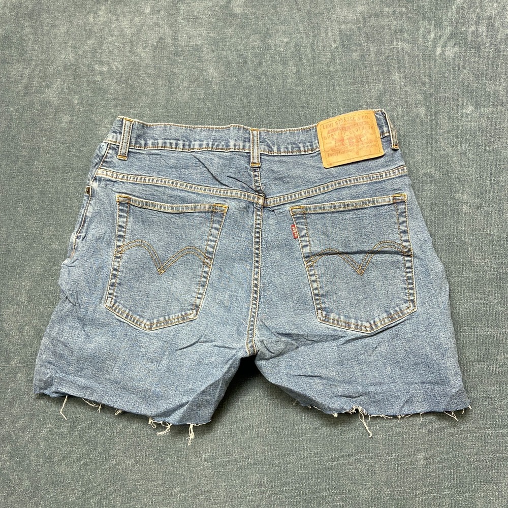 Y2K Levi's 527 Cut-Off Shorts Womens 14M Blue Denim Frayed Hem Medium Wash